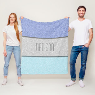 Custom Name Faux Glitter Bling Fleece Blanket