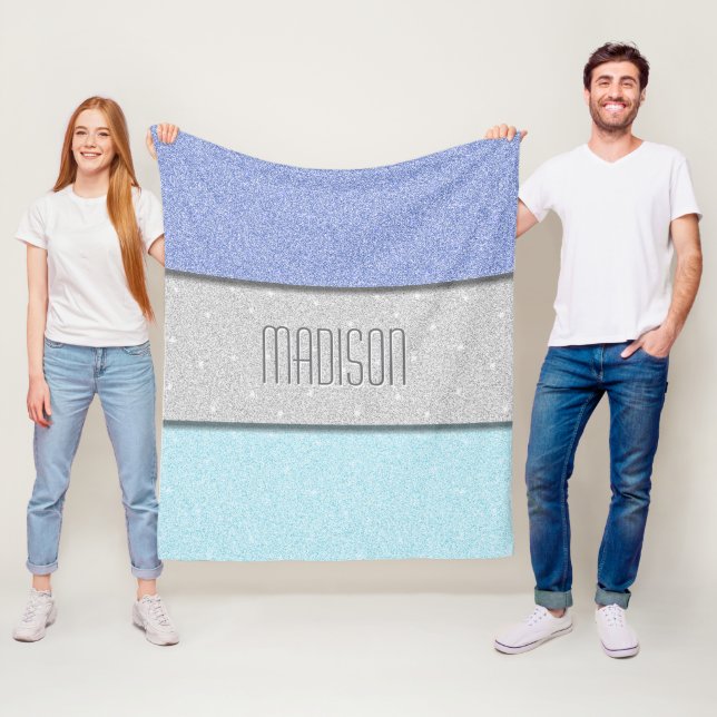 Custom Name Faux Glitter Bling Fleece Blanket (In Situ)