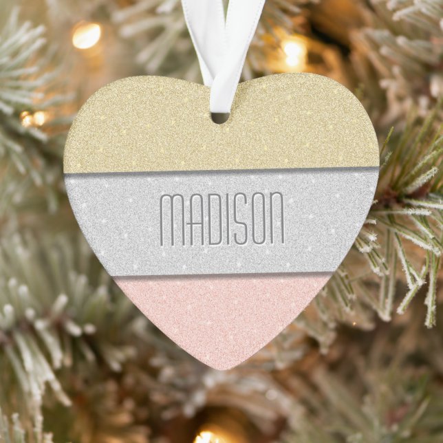 Custom Name Faux Glitter Bling Ornament (Tree)