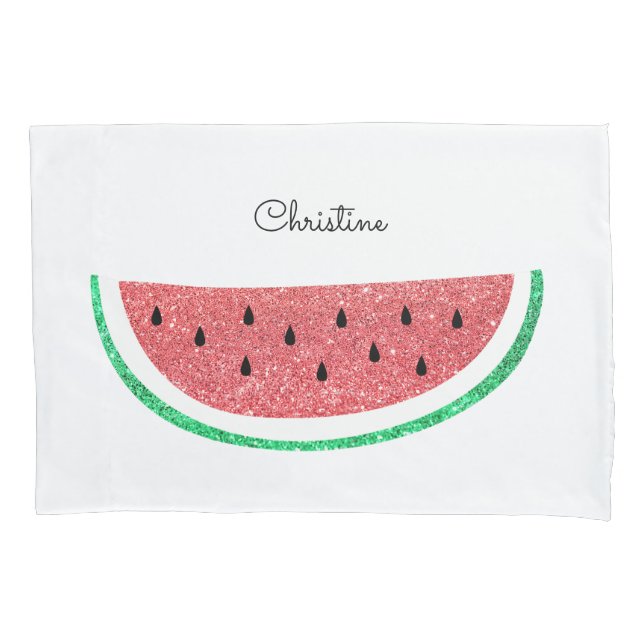 custom name faux glitter watermelon pillowcase (Front)