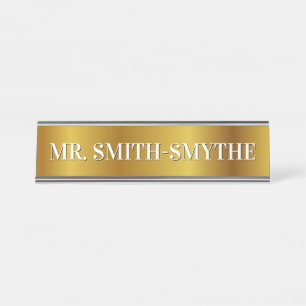 Custom Name + Faux Gold-Inspired Pattern Desk Name Plate