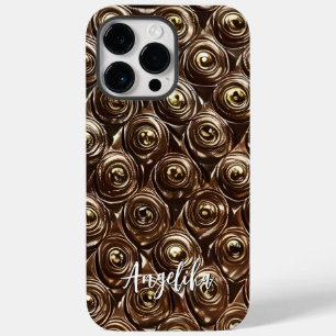 Custom Name Faux Leather Abstract Minimalist  Case-Mate iPhone 14 Pro Max Case
