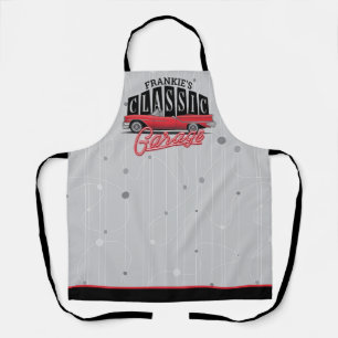Custom NAME Faux Neon 1950's Classic Car Garage Apron
