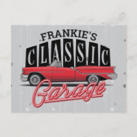 Custom NAME Faux Neon 1950's Classic Car Garage
