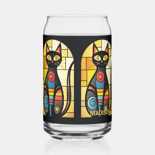 Custom Name Faux Stained Glass Cat