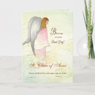 Custom Name Feast Day Religious Angel Card