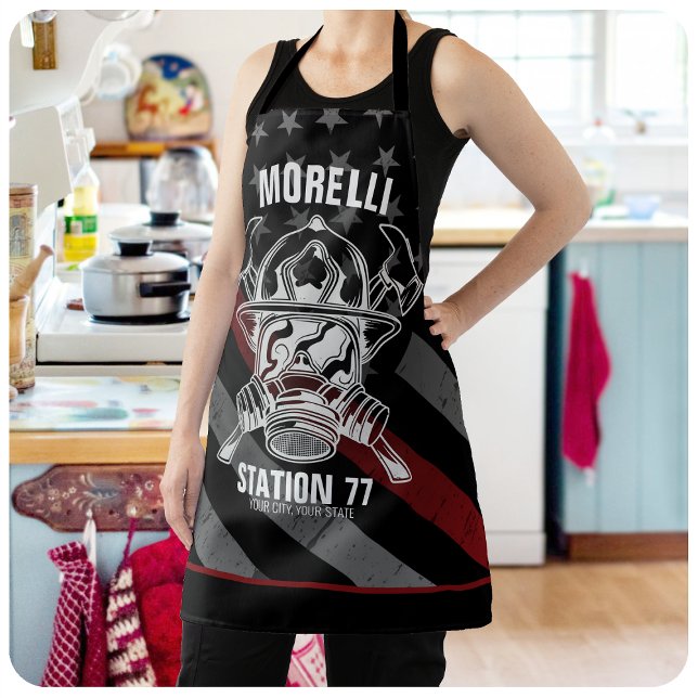 Custom NAME Firefighter Fire Department Station Apron (Creator Uploaded)