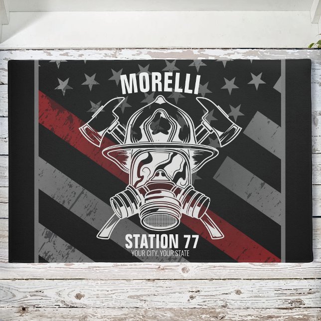 Custom NAME Firefighter Fire Department Station Doormat (Creator Uploaded)