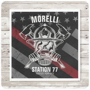 Custom NAME Firefighter Fire Department Station Napkin