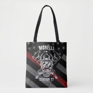 Custom NAME Firefighter Fire Department Station Tote Bag
