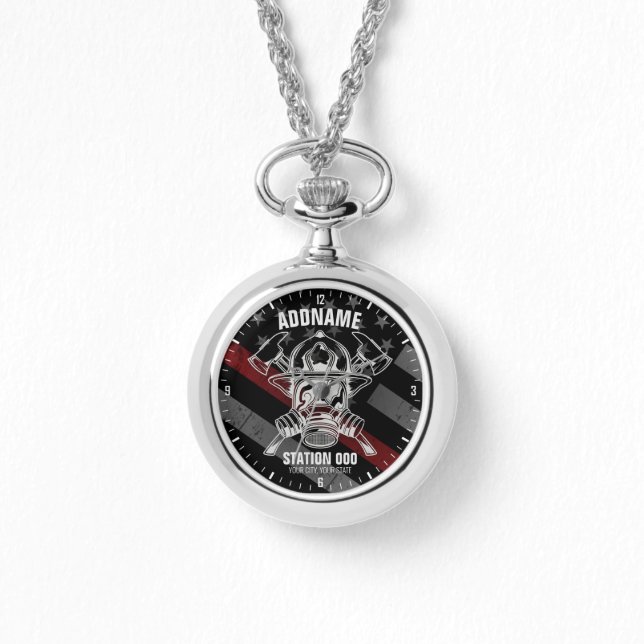 Custom NAME Firefighter Fire Department Station Watch (Front)