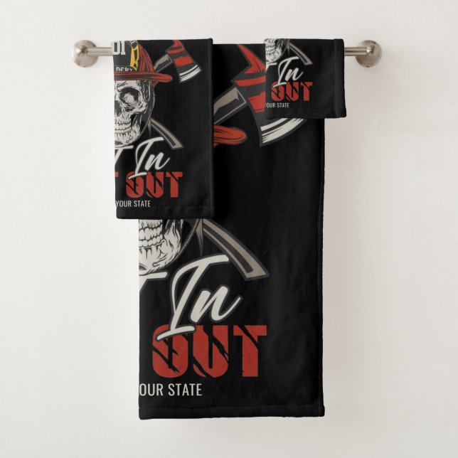 Custom NAME Firefighter First In Last Out Fireman  Bath Towel Set (Insitu)