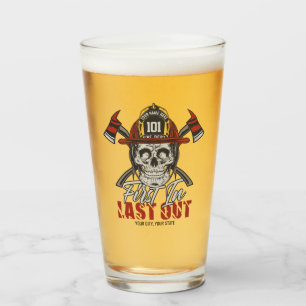 Custom NAME Firefighter First In Last Out Fireman  Glass