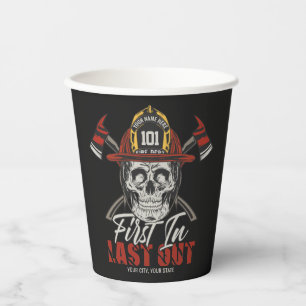 Custom NAME Firefighter First In Last Out Fireman Paper Cups