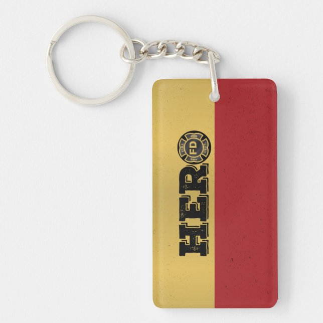 Custom Name, Firefighter Hero Keychain (Front)