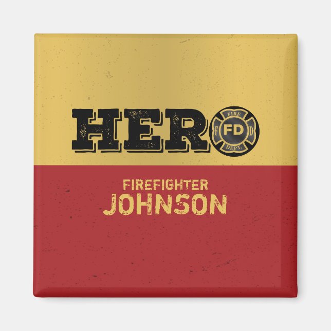 Custom Name, Firefighter Hero Magnet (Front)