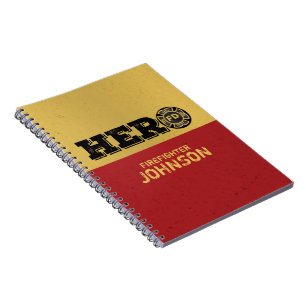 Custom Name, Firefighter Hero Notebook