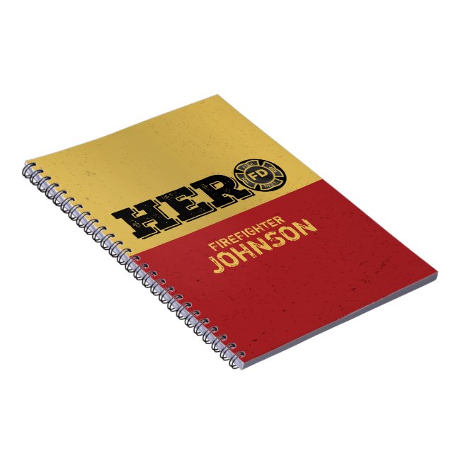 Custom Name, Firefighter Hero Notebook (Right Side)