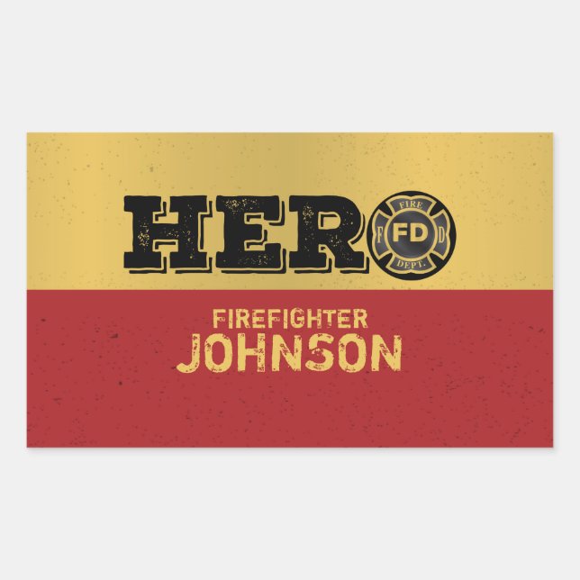 Custom Name, Firefighter Hero Sticker (Front)