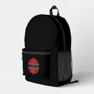 Custom Name Firefighter Symbol  Printed Backpack
