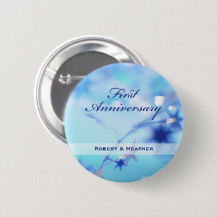 Custom Name, First Wedding Anniversary Sparkle 2 Inch Round Button