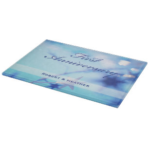 Custom Name, First Wedding Anniversary Sparkle Cutting Board