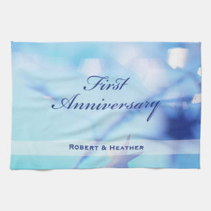 Custom Name, First Wedding Anniversary Sparkle Kitchen Towel