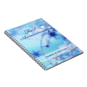 Custom Name, First Wedding Anniversary Sparkle Notebook