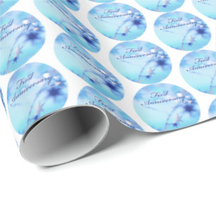 Custom Name, First Wedding Anniversary Sparkle Wrapping Paper