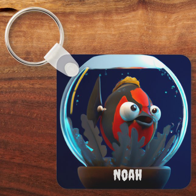 CUSTOM NAME FISH GIFT FOR OCEAN & PET FISH LOVERS  KEYCHAIN (Front)