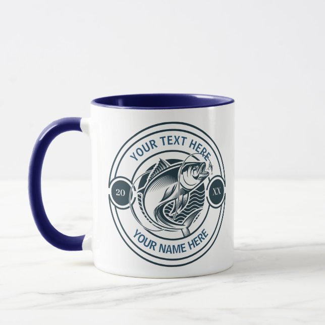 Custom Name Fishing Emblem Father's Day Mug (Left)