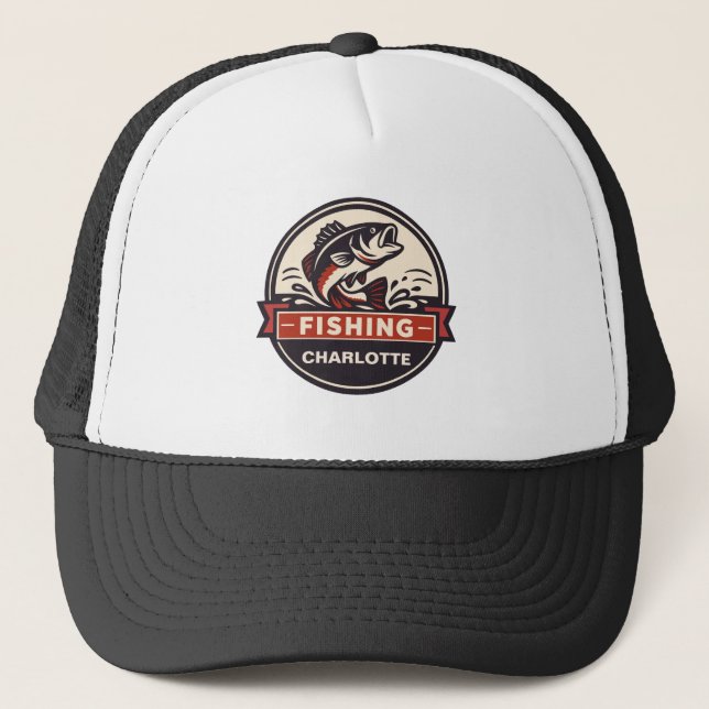 Custom Name Fishing Trucker Hat (Front)
