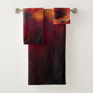 Custom Name Flaming Basketball Bath Towel Set