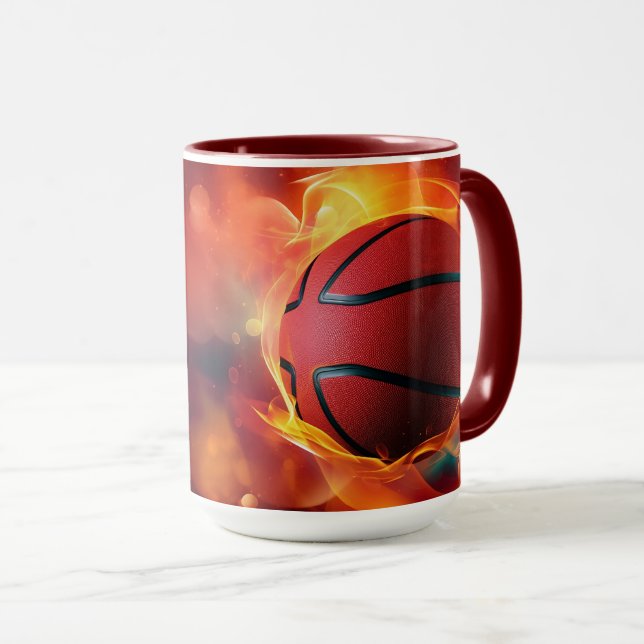 Custom Name Flaming Basketball Mug (Front Right)