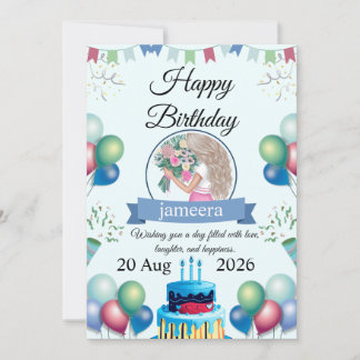 Custom Name Floral Birthday Greeting Card