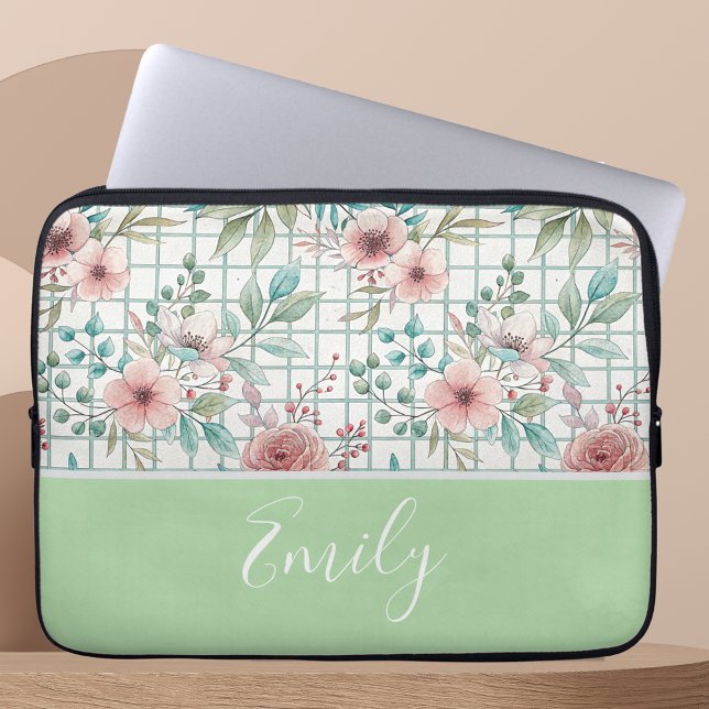 Custom Name Floral Electronics Bag (floral custom name electronic bag)