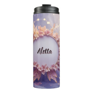 Custom Name Floral Fairy Themed Water Bottle
