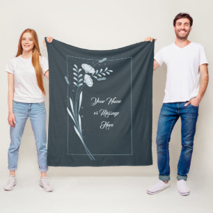 Custom Name Floral Frame Fleece Blanket