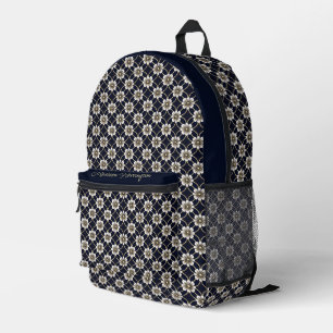 Custom Name Floral Japanese Pattern Printed Backpack