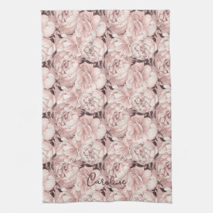 Custom Name Floral Pattern Kitchen Towel