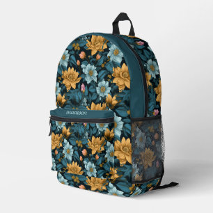 Custom Name Floral Pattern Printed Backpack
