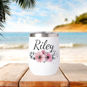 Custom Name Floral Personalized Pink Flower