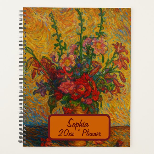 Custom Name  Floral Planner (Front)