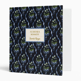 Custom Name Floral Ribbon Recipe Binder