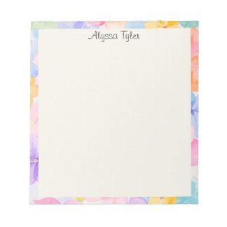 Custom Name Floral Watercolor  Notepad