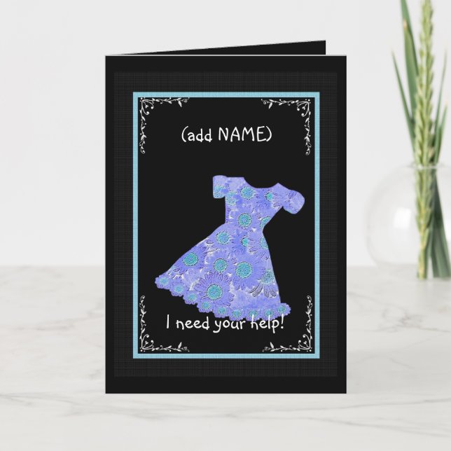 CUSTOM NAME Flower Girl PERIWINKLE BLUE Dress Invitation (Front)