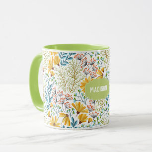 Custom name Flower Illustration mugs