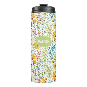 Custom name Flower Illustration tumbler