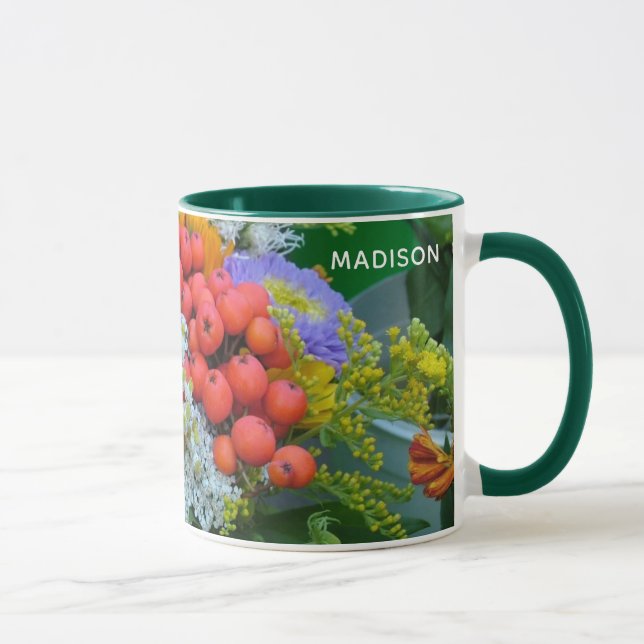 Custom name Flower mugs - choose style & colour (Right)