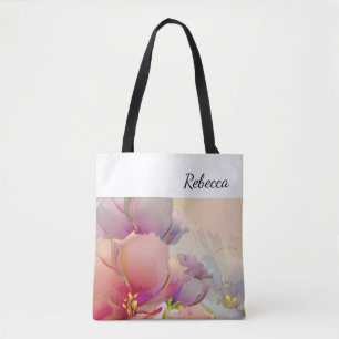 Custom Name   Flower Painting Gift Tote Bags